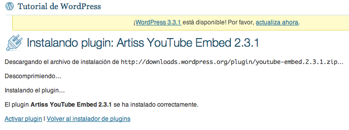 Plugin instalado en tu WordPress